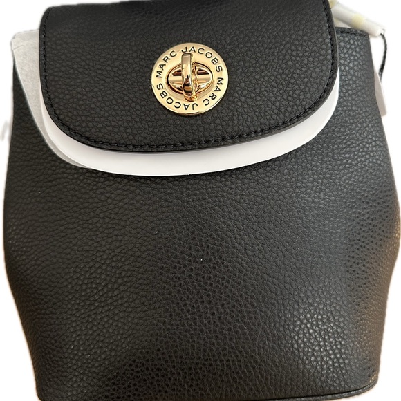 Marc Jacobs Black Pebbled Backpack with Gold Accents